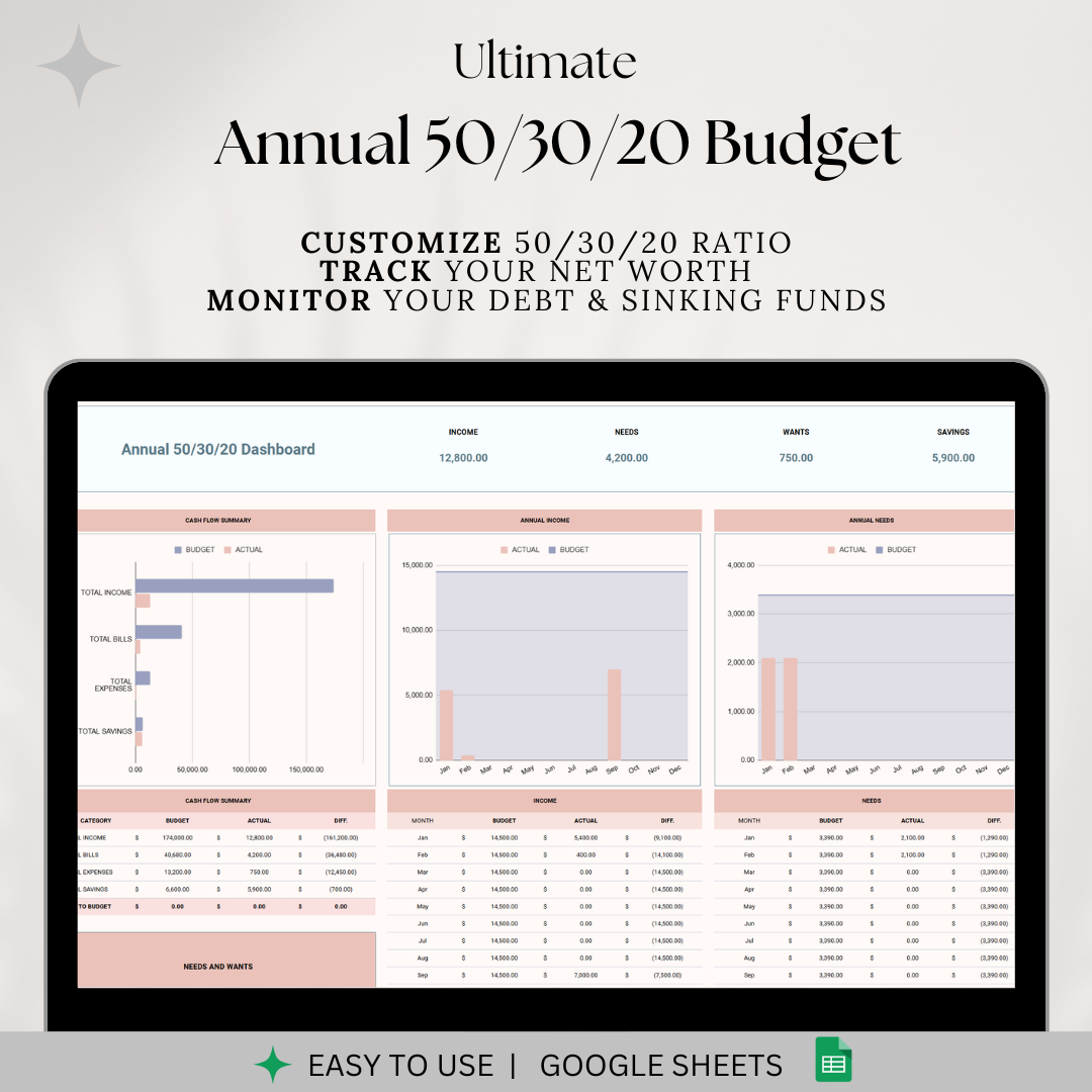 50/30/20 Annual Budget Planner