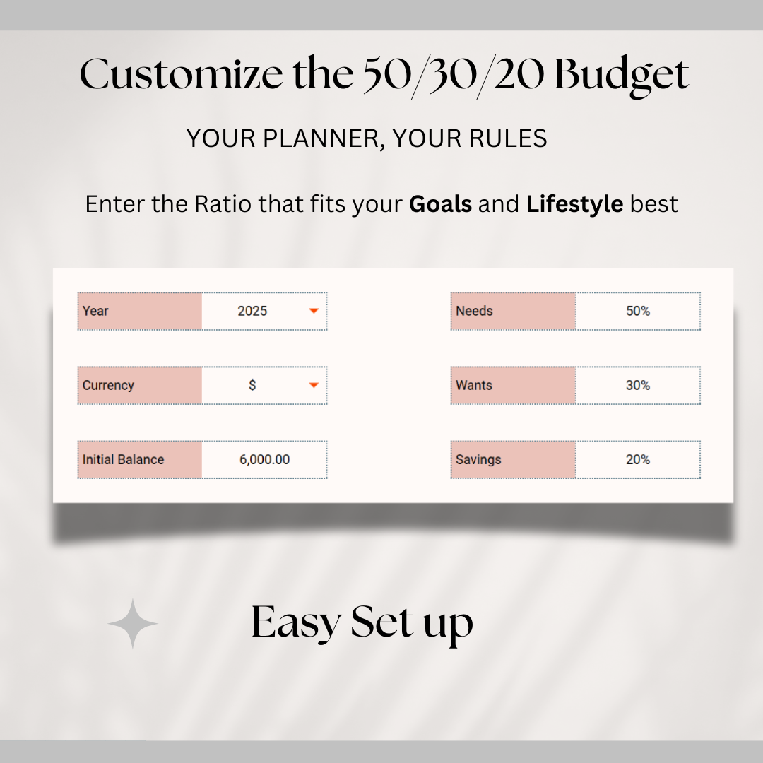 50/30/20 Annual Budget Planner