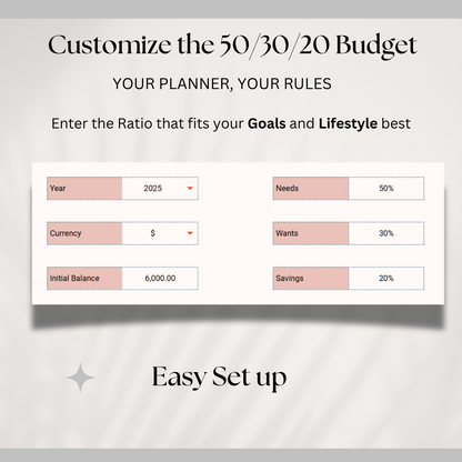 50/30/20 Annual Budget Planner